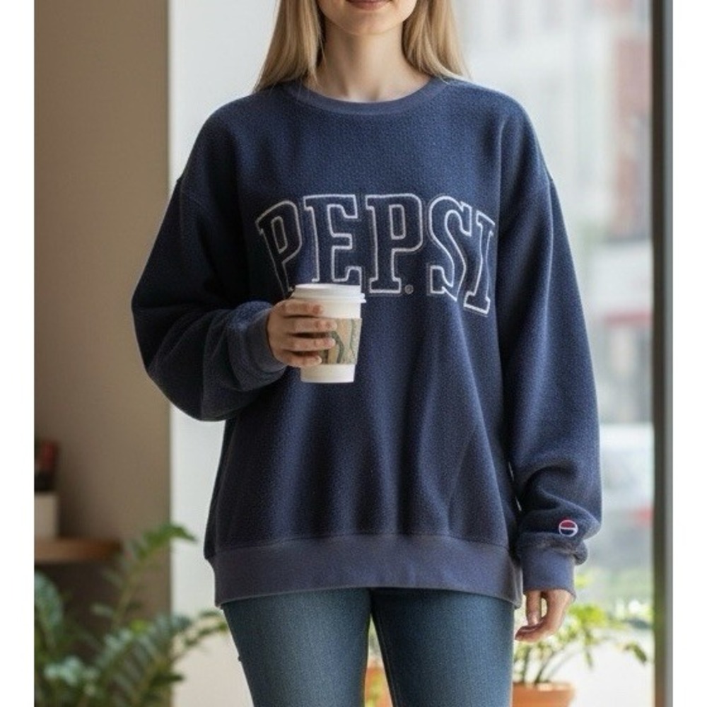 Pepsi "NOTHING ELSE IS A PEPSI" Vintage 1990s Sweatshirt Size XL Navy Blue Soft